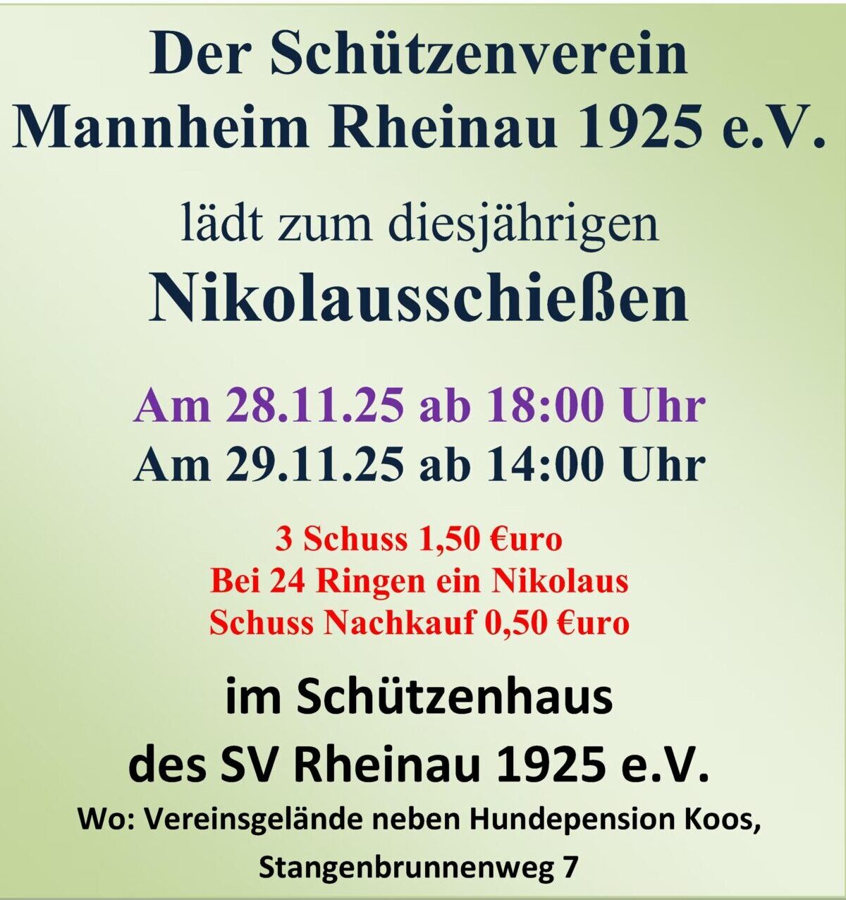 Nikolausschießen – 28. und 29.11.2024