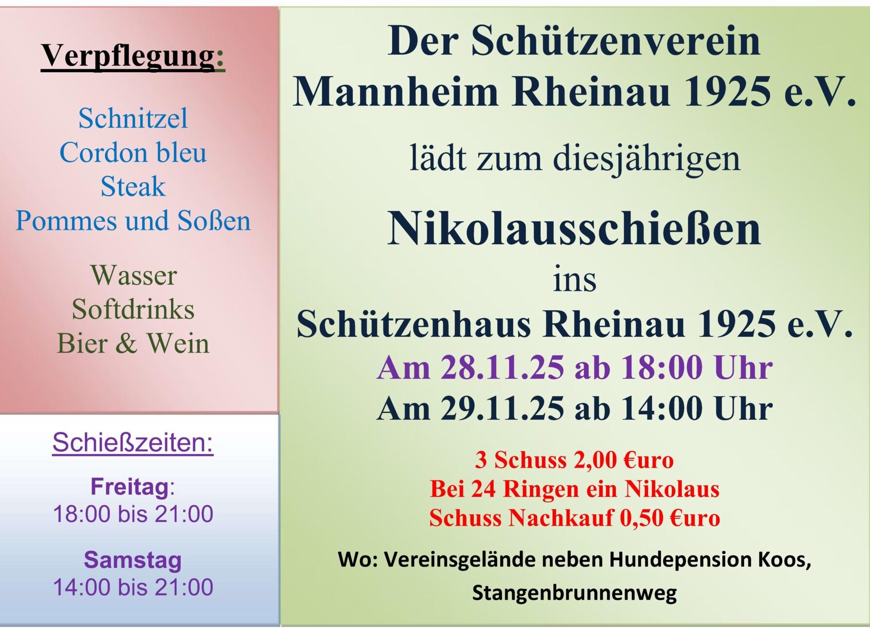 Mehr über den Artikel erfahren Nikolausschießen – 28. und 29.11.2024