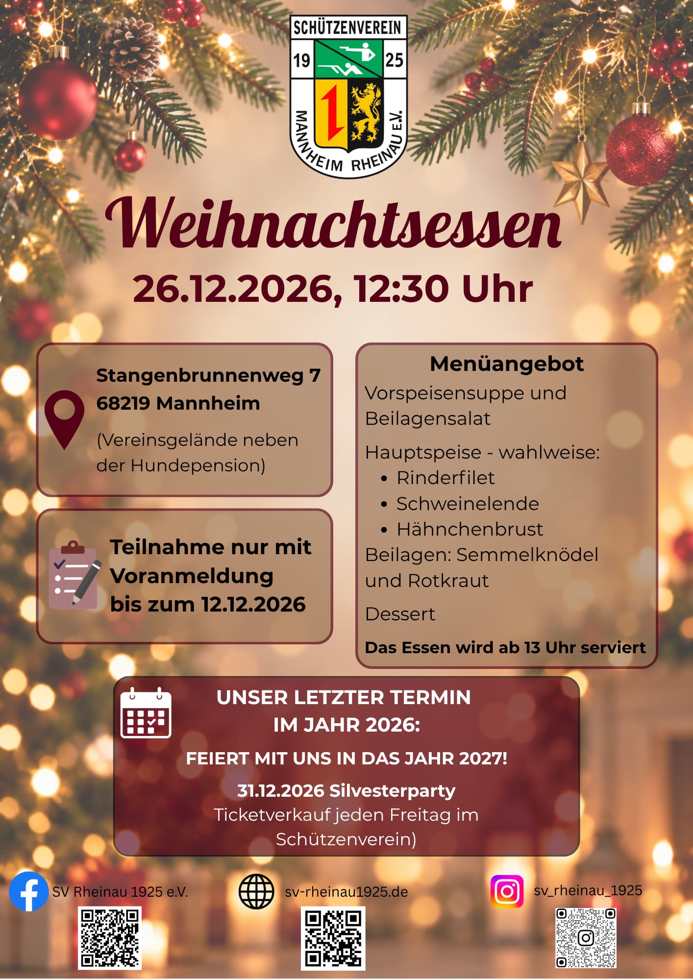 Weihnachtsessen am 26.12.2026